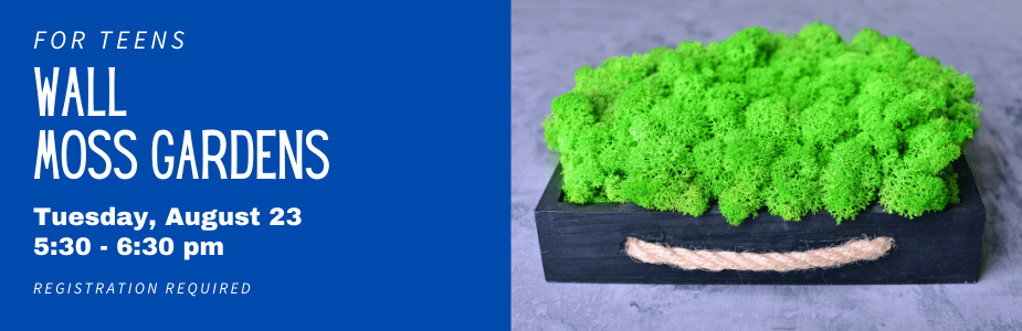 Wall Moss Gardens for Teens, Tuesday, August 23 at 5:30 pm